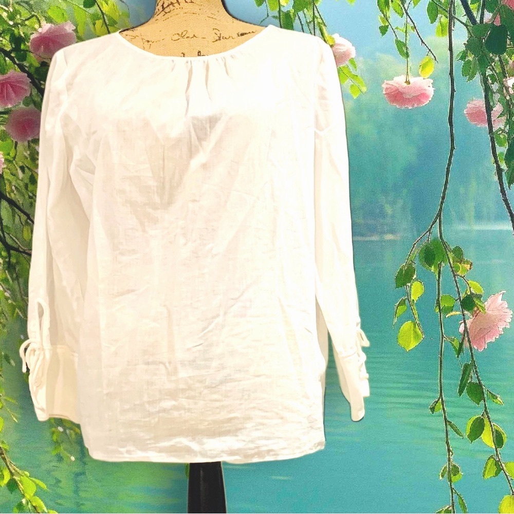 Max & Co White Women's Top with Bow Detail Cuffs